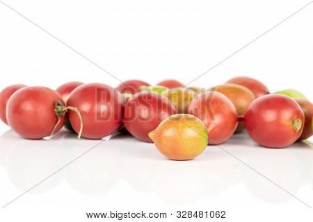 Lot Of Whole Fresh Tomato De Barao Isolated On White Background
