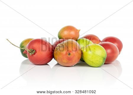 Lot Of Whole Fresh Tomato De Barao Heap Isolated On White Background