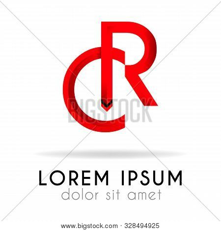 Ribbon Logo In Dark Red Gradation With Cr Letter. Can Also Be Used For Company Logos, Websites, Orga