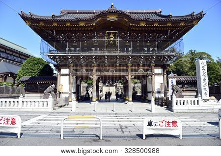 Narita, Japan - October 4, 2019: Big Door Of Naritasan Shinshoji Temple In Narita City For Japanese 