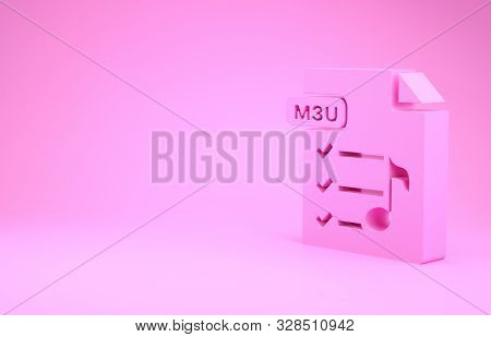 Pink M3u File Document. Download M3u Button Icon Isolated On Pink Background. M3u File Symbol. Minim