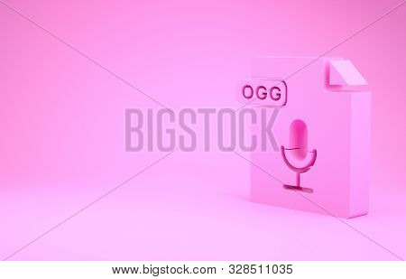 Pink Ogg File Document. Download Ogg Button Icon Isolated On Pink Background. Ogg File Symbol. Minim