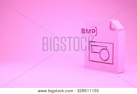 Pink Bmp File Document. Download Bmp Button Icon Isolated On Pink Background. Bmp File Symbol. Minim