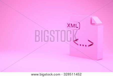 Pink Xml File Document. Download Xml Button Icon Isolated On Pink Background. Xml File Symbol. Minim