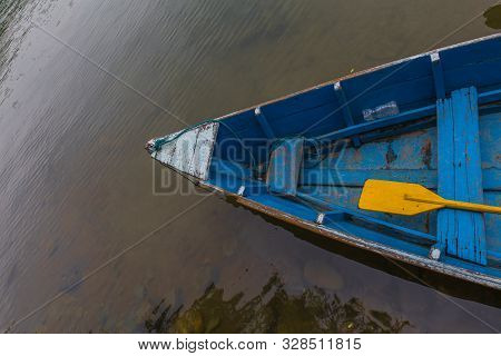 Colorful Boat In Fewa Lake After The Storm In Pokhara, Nepal