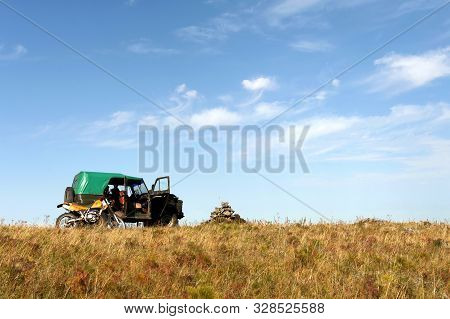 Altai Region, Russia - September 7, 2018:uaz-469 High-terrain Vehicle In The Foothills Of Altai