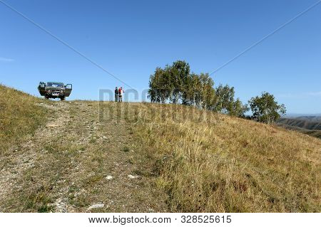 Altai Region, Russia - September 7, 2018:uaz-469 High-terrain Vehicle In The Foothills Of Altai