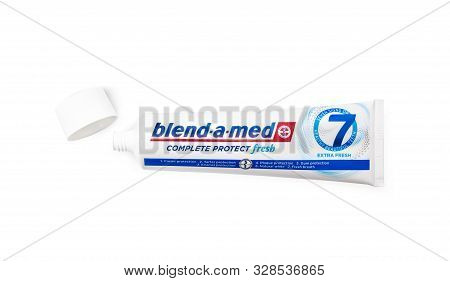 Chisinau, Moldova - October 19, 2019. Blend-a-med Toothpaste,  Extra Fresh,  Made By Procter & Gambl