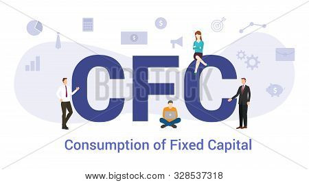 Cfc Consumption Of Fixed Capital Concept With Big Word Or Text And Team People With Modern Flat Styl