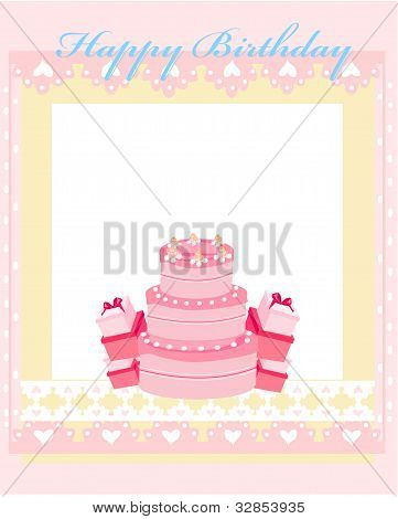Carte d'anniversaire joyeux avec gâteau d'anniversaire