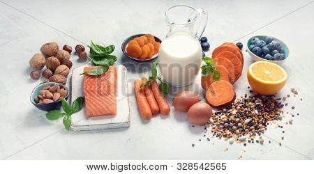 Food For Eyes Health. Foods That Contain Vitamins, Nutrients, Minerals And  Antioxidants.