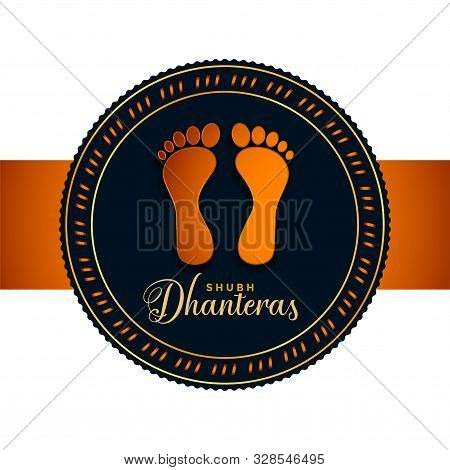 Happy Dhanteras Background With God Lakshmi Footprints