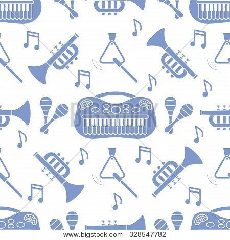 Seamless Pattern Musical Instruments Toys For Kids