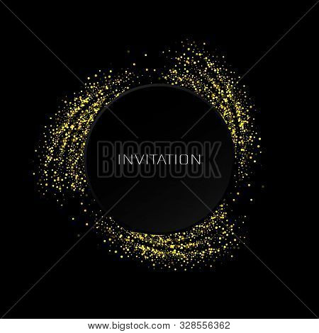 Illustartion Of Gold Glittering Star Dust Circle Gold Glitters Banner Invitanion