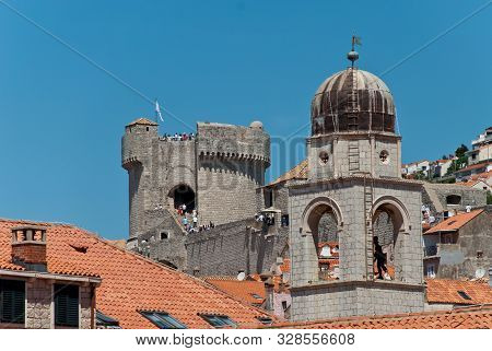 Croatia: Walls And Roofs Of Dubrovnik With Sight On Minceta Tower (in The Distance) And Dubrovniks C