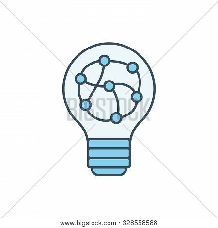 Ai Prediction, Thinking Concept. Light Bulb With Neural Network