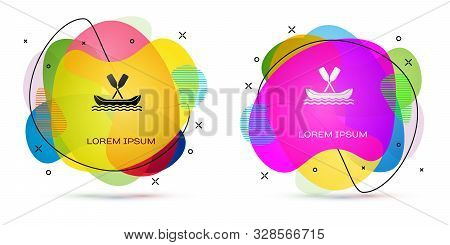 Color Rafting Boat Icon Isolated On White Background. Kayak With Paddles. Water Sports, Extreme Spor