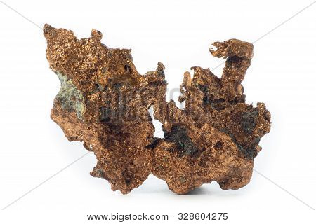 Rough Cooper Mineral From United States Isolated On A Pure White Background