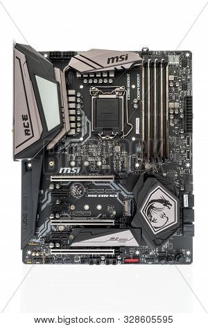 Winneconne, Wi - 4 October 2019: A Package Of Msi Meg Z390 Ace Intel Motherboard For Gaming On An Is