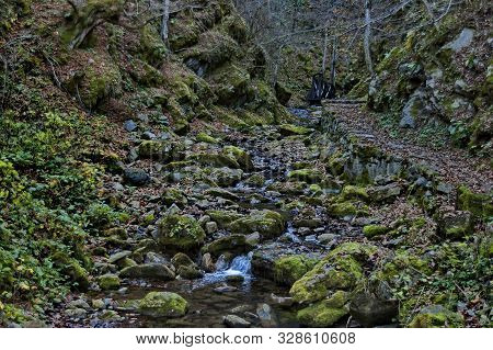 Autumn Walk Through The Labyrinth Of The Teteven Balkan With High Peaks, River And Bridge, Stara Pla