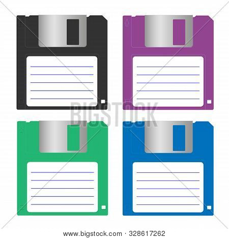 Color Floppy Disk Isolated On White Background