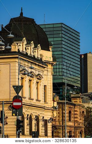 Detail View Of The National Library On Victoriei Way (calea Victoriei) In Bucharest, Romania, 2019