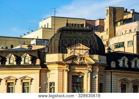 Detail View Of The National Library On Victoriei Way (calea Victoriei) In Bucharest, Romania, 2019