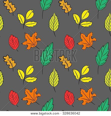 Autumn Leafs Pattern In Warm Light Colors, Seamless Repeat.