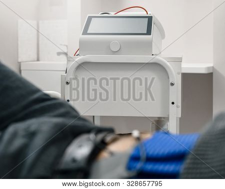 Closeup Photo Of Spinal Traction Procedure In Modern Clinic