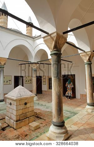 Sarajevo, Bosnia And Herzegovina - September 22, 2019: The Internal Courtyard Of Gazi Husrev Bey Mus
