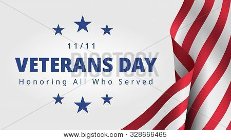 Happy And Free Veterans Day November 11th. Honoring All Who Served Greeting Card. Creative 3d Style 