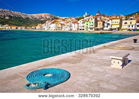 Baska. Island Of Krk With Waves Breaking On Coast In Town Of Baska, Kvarner Bay Of Croatia