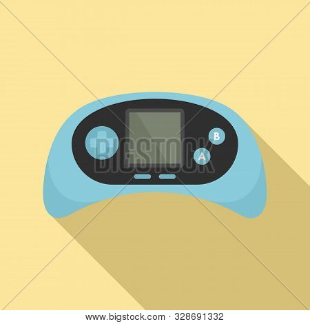 Blue Gamepad Icon. Flat Illustration Of Blue Gamepad Vector Icon For Web Design