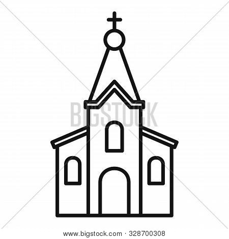 Stone Church Icon. Outline Stone Church Vector Icon For Web Design Isolated On White Background