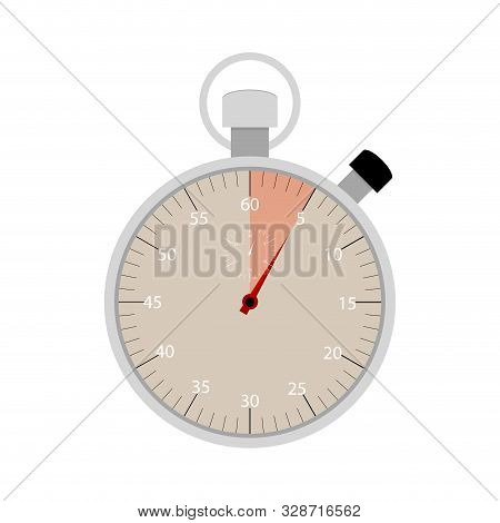 Highlighted Five Seconds On Stopwatch. Vector Five Minute Clock, Number Chronometer, Quick Measureme