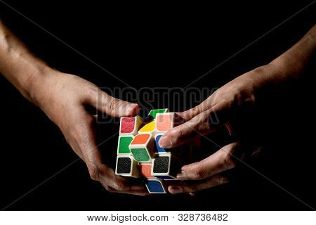 Singapore-05 Jul 2018: Closeup Man Holding , Brain Training