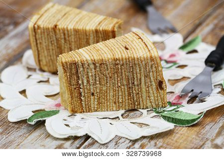 Traditional Polish Spit Cake Called Sekacz, Closeup