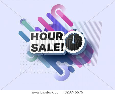 Modern Banner Hour Sale Products At Discounts. Retail And Social Sale Poster. Shop Or Online Shoppin