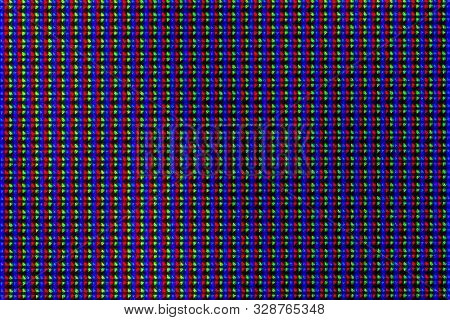 Color pixels of an LCD screen macro close up