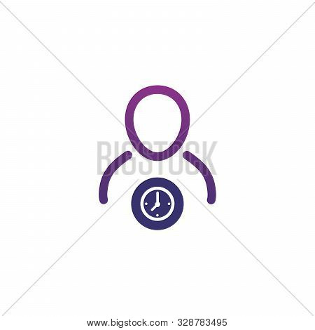 User With Clock Icon, Time Management, Tech Support. Stock Vector Illustration Isolated On White Bac