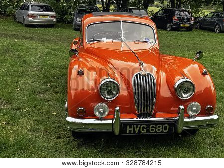 Runnymede, Surrey, Uk - October 2019: Vinage Jaguar Xk 140 1956y On 20 October 2019 In Runnymede, Su