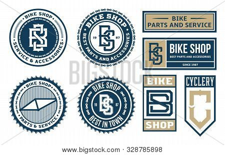 Set Of Vector Bike Shop, Bicycle Part And Service Logo