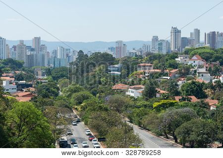 Sao Paulo, Brazil - 05, October, 2019: Wide Angle Picture Of Beautiful View From Sumare Metro Statio