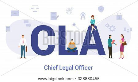 Cla Chief Legal Officer Acronym Term Concept With Big Word Or Text And Team People With Modern Flat 
