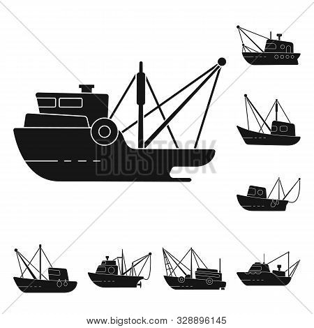 Isolated Object Of Shipping And Yacht Logo. Collection Of Shipping And Fishing Stock Symbol For Web.