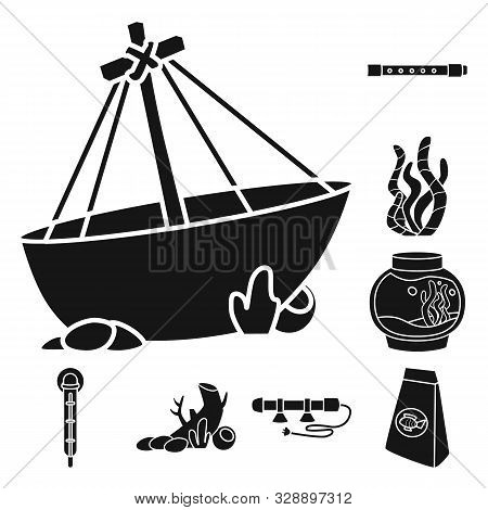 Vector Design Of Decorative And Interior Icon. Collection Of Decorative And Aqua Vector Icon For Sto