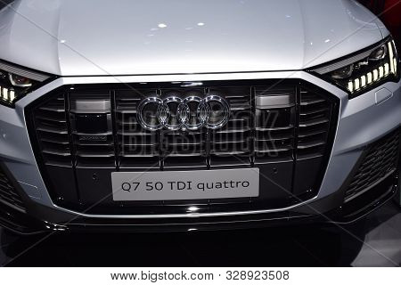 Frankfurt, Germany, September 11-2019: Audi Q7 50tdi Quattro Iaa Masse 2019