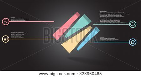 3D Illustration Infographic Template With Embossed Cube Randomly Divided To Four Moved Parts Askew A