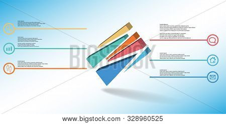 3D Illustration Infographic Template With Embossed Cube Randomly Divided To Six Moved Parts Askew Ar