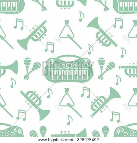 Seamless Pattern Musical Instruments Toys For Kids